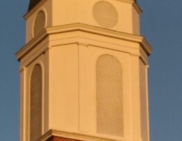 Painted and repaired church steeple
