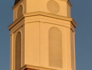 Painted and repaired church steeple