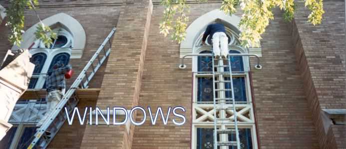 Inspired Heights church window repairs - painting, repairs, stained glass and storm windows