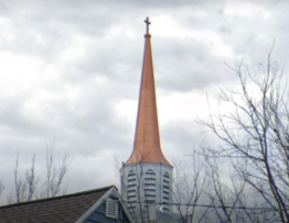 Applied metallic copper finish to steeple